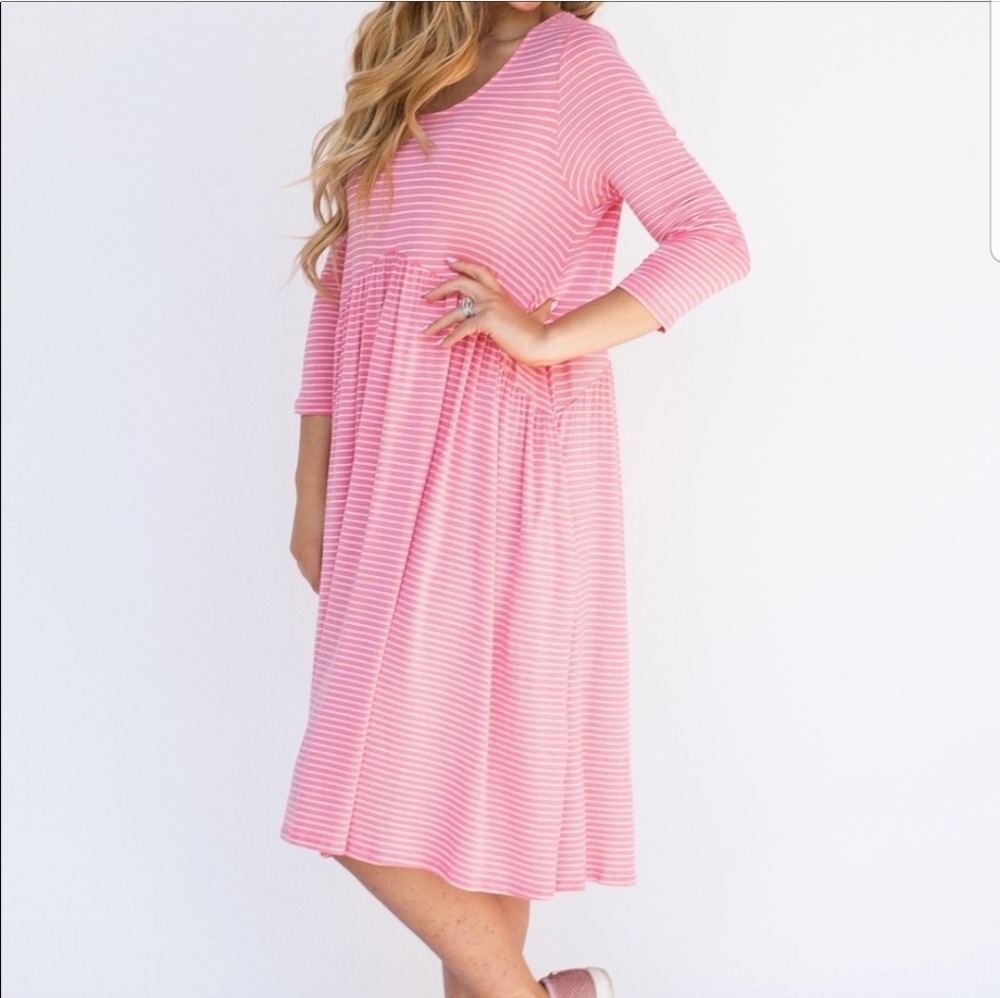 XXS Coral Pink & Ivory Oakley Dress Agnes & Dora